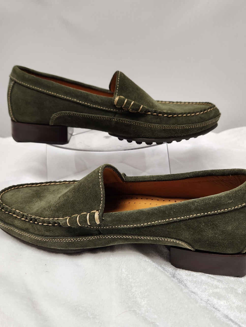 Cole Haan Olive Suede Penny Loafers